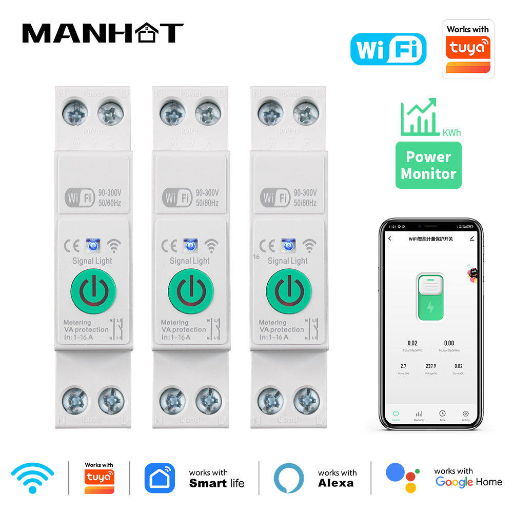 Din Rail Circuit Breaker - Inteligentny wyłącznik WiFi 1P+N 1-63A z