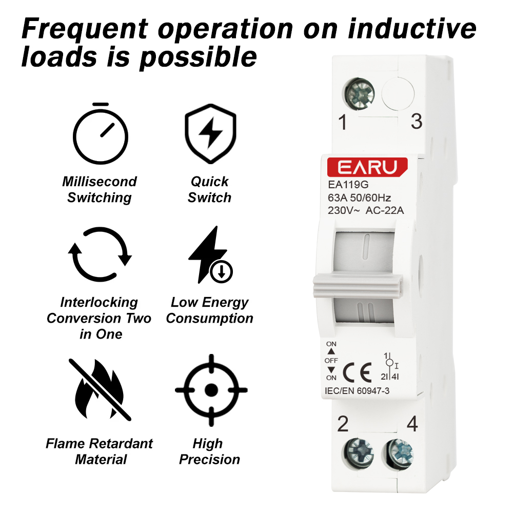 EARU 1P 40A 63A AC 230V Szynow – Din Rail Circuit Breaker recenzja i cena